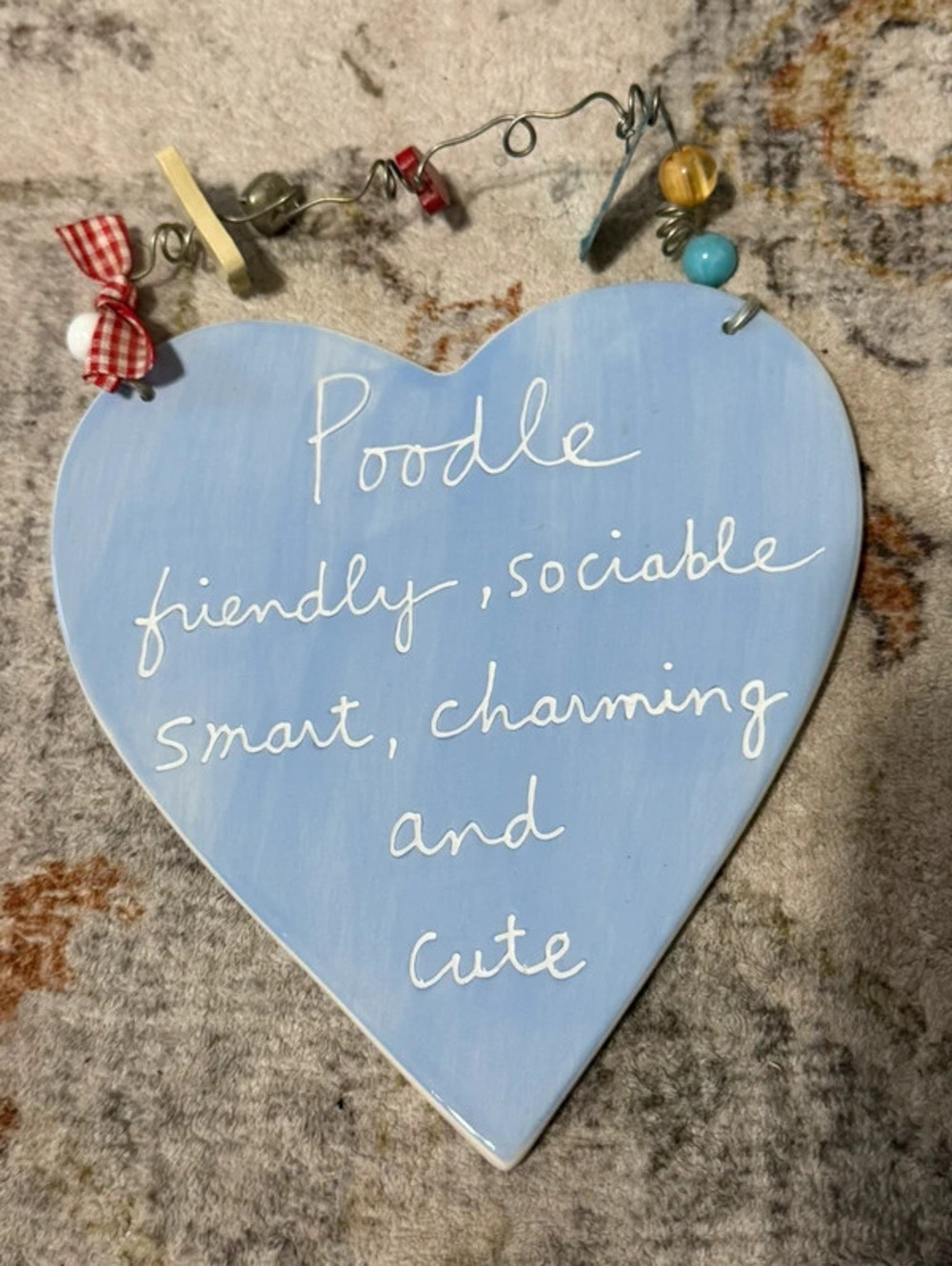 Vintage 2005 Sandra Magsamen Department 56 Ceramic Poodle Heart Plaque Sign